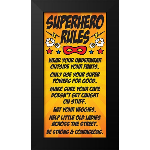 Superhero Rules Black Modern Wood Framed Art Print by Hogan, Melody