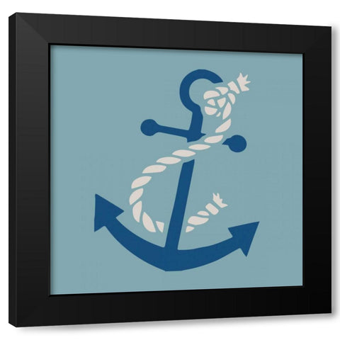 Saphire Anchor Black Modern Wood Framed Art Print by Hogan, Melody
