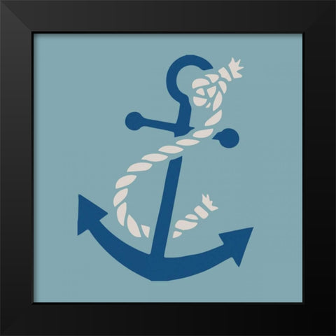 Saphire Anchor Black Modern Wood Framed Art Print by Hogan, Melody