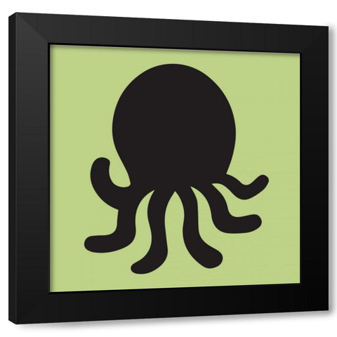 Octopus Cutout Black Modern Wood Framed Art Print with Double Matting by Hogan, Melody