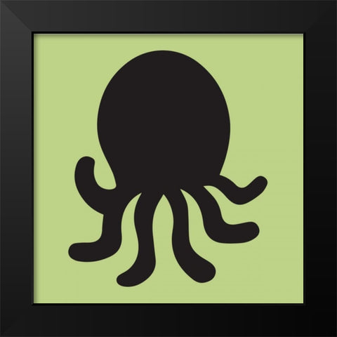 Octopus Cutout Black Modern Wood Framed Art Print by Hogan, Melody
