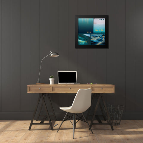 By the Sea Saffron Teal 5 Black Modern Wood Framed Art Print by Hogan, Melody