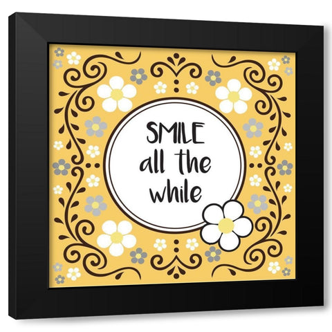 Whimsical Smile Black Modern Wood Framed Art Print by Hogan, Melody