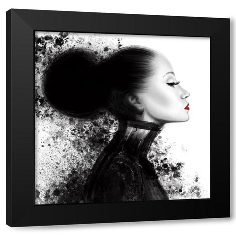 Fashion Profile Red Lips 1 Black Modern Wood Framed Art Print with Double Matting by Hogan, Melody