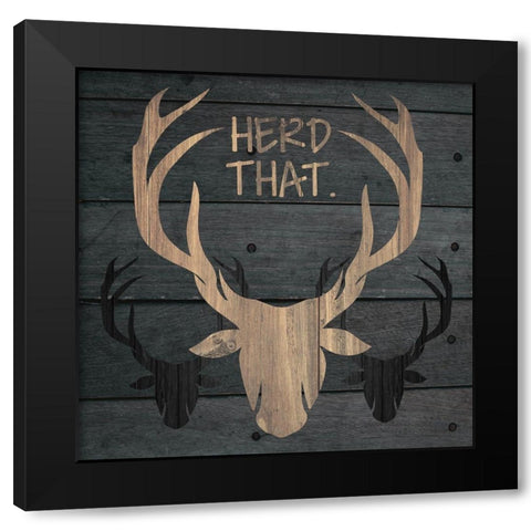 Deer Wood 02 Black Modern Wood Framed Art Print with Double Matting by Hogan, Melody