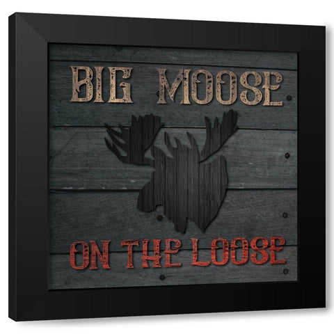 Hunting Bear+Moose 02 Black Modern Wood Framed Art Print with Double Matting by Hogan, Melody