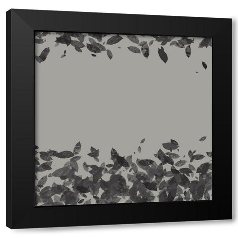 Abstract Leaves 2 Black Modern Wood Framed Art Print with Double Matting by Hogan, Melody