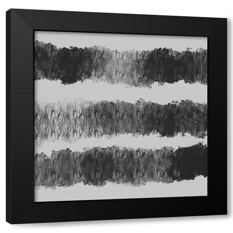 Graphite Stripes Dark Black Modern Wood Framed Art Print by Hogan, Melody
