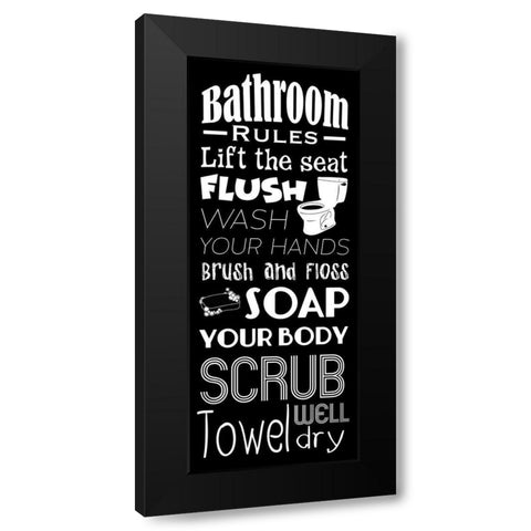 Bath Rules BW Black Modern Wood Framed Art Print with Double Matting by Prime, Marcus