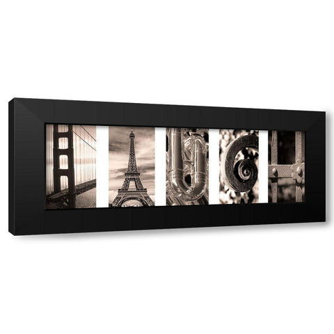 Laugh Collage 1 Black Modern Wood Framed Art Print by Prime, Marcus