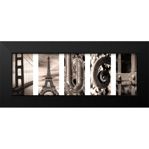 Laugh Collage 1 Black Modern Wood Framed Art Print by Prime, Marcus