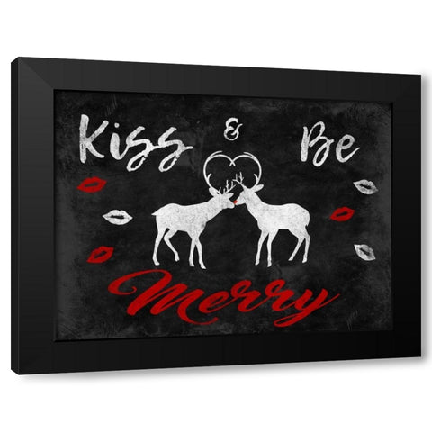 Merry Kissmas Black Modern Wood Framed Art Print by Prime, Marcus