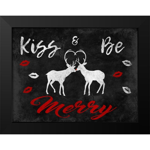 Merry Kissmas Black Modern Wood Framed Art Print by Prime, Marcus