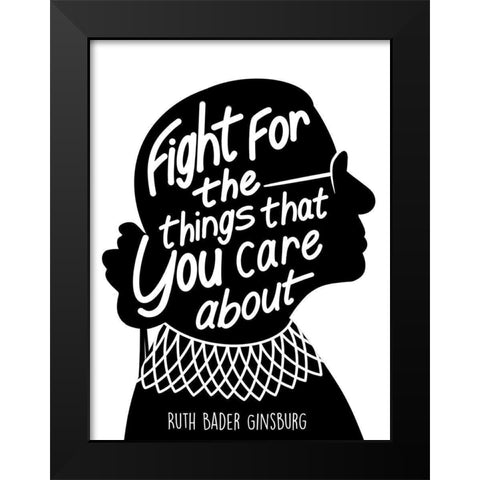 Caring Fight Black Modern Wood Framed Art Print by Prime, Marcus