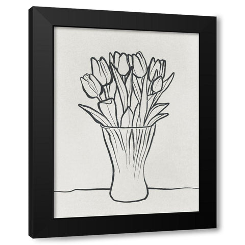 Illustrated Vase Black Modern Wood Framed Art Print with Double Matting by Prime, Marcus