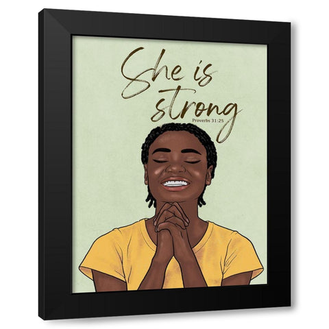 Strong Woman Black Modern Wood Framed Art Print with Double Matting by Prime, Marcus
