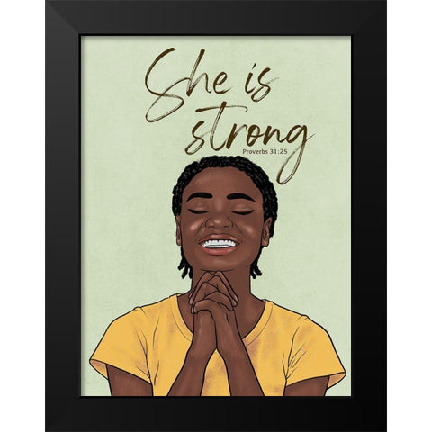 Strong Woman Black Modern Wood Framed Art Print by Prime, Marcus