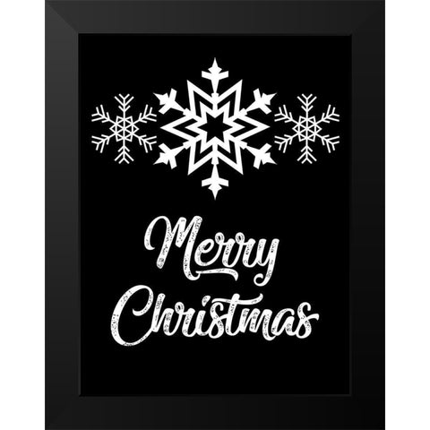 Snowflake Christmas Black Modern Wood Framed Art Print by Prime, Marcus