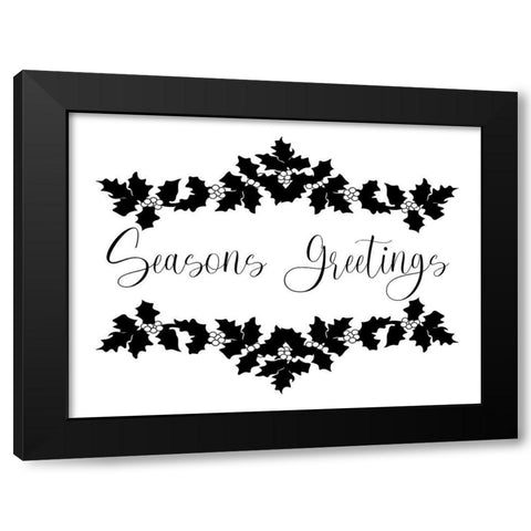 Seasons Greetings Holly Black Modern Wood Framed Art Print by Prime, Marcus