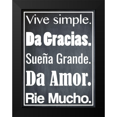 Vive Simple 1 Black Modern Wood Framed Art Print by Prime, Marcus