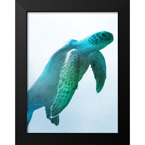 Floating Turtle Black Modern Wood Framed Art Print by Prime, Marcus