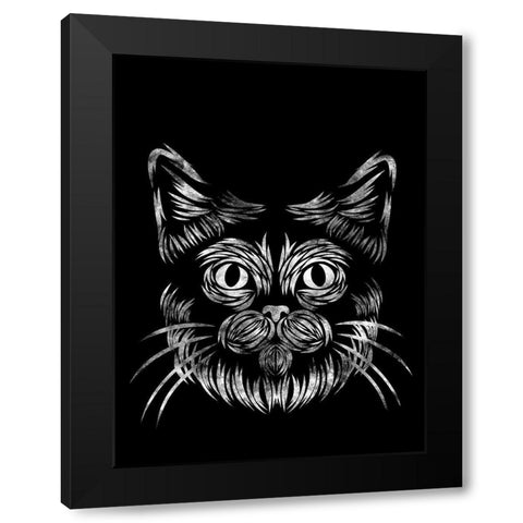 Cat In The Night Black Modern Wood Framed Art Print with Double Matting by Prime, Marcus