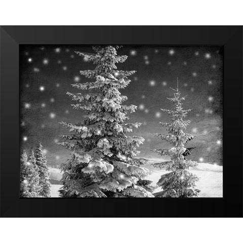 Snowy Night Black Modern Wood Framed Art Print by Prime, Marcus