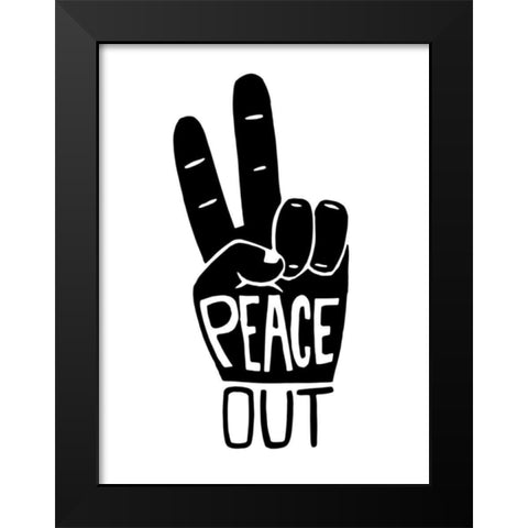 Peace Out Black Modern Wood Framed Art Print by Prime, Marcus