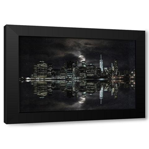 Full Moon NYC Black Modern Wood Framed Art Print by Prime, Marcus