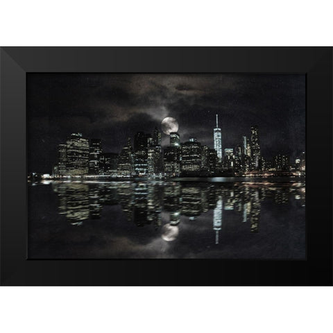 Full Moon NYC Black Modern Wood Framed Art Print by Prime, Marcus