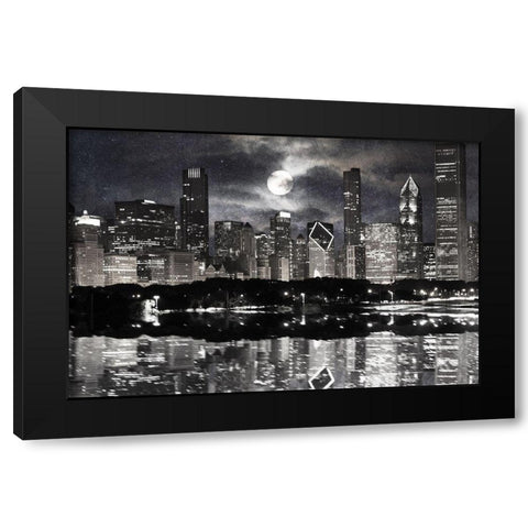 Full Moon Chicago 2 Black Modern Wood Framed Art Print with Double Matting by Prime, Marcus