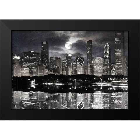 Full Moon Chicago 2 Black Modern Wood Framed Art Print by Prime, Marcus