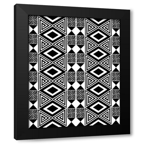 Bogolan Tradition 2 Black Modern Wood Framed Art Print with Double Matting by Prime, Marcus