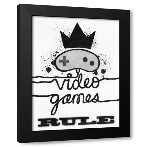 Games Rule Black Modern Wood Framed Art Print with Double Matting by Prime, Marcus