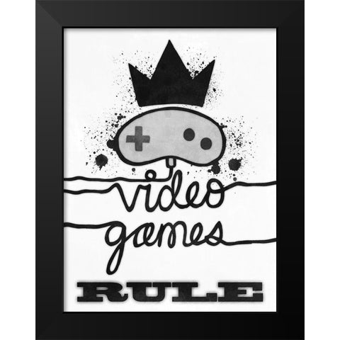 Games Rule Black Modern Wood Framed Art Print by Prime, Marcus