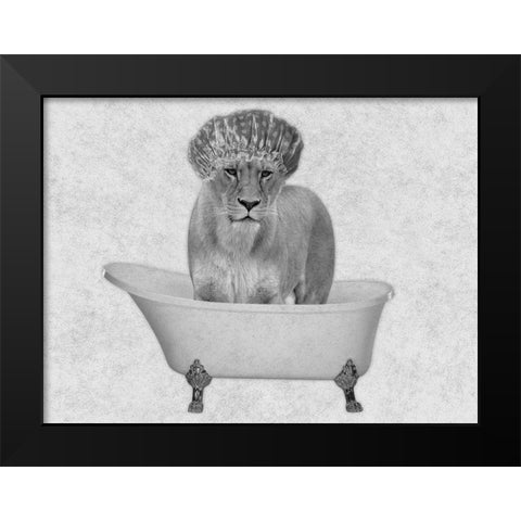 Bathing Lioness 2 Black Modern Wood Framed Art Print by Prime, Marcus