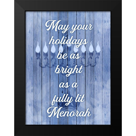 Lit Menorah Black Modern Wood Framed Art Print by Prime, Marcus