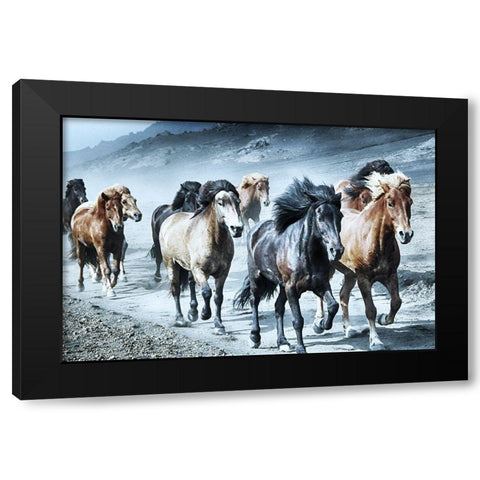 Group Run Black Modern Wood Framed Art Print with Double Matting by Prime, Marcus