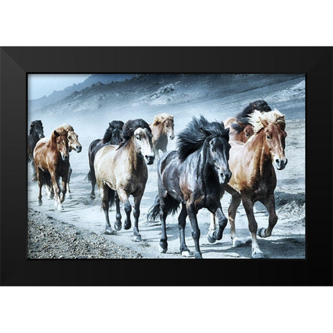 Group Run Black Modern Wood Framed Art Print by Prime, Marcus
