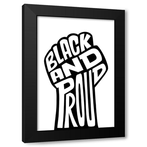 Black and Proud Fist Black Modern Wood Framed Art Print with Double Matting by Prime, Marcus