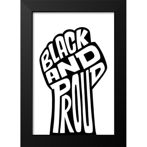 Black and Proud Fist Black Modern Wood Framed Art Print by Prime, Marcus