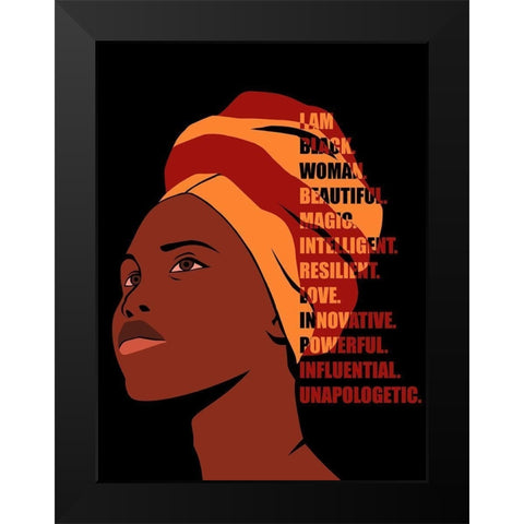 Beautiful Woman Black Modern Wood Framed Art Print by Prime, Marcus