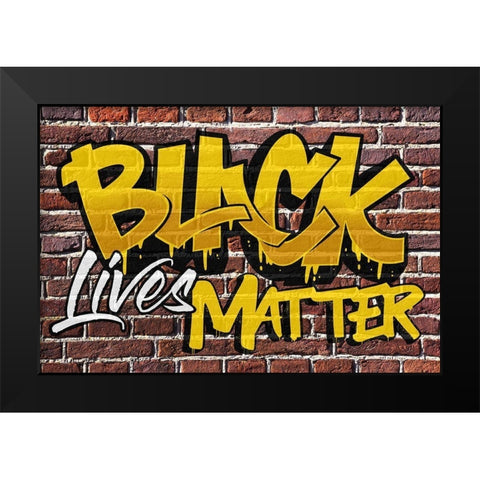 BLM Graffiti 1 Black Modern Wood Framed Art Print by Prime, Marcus