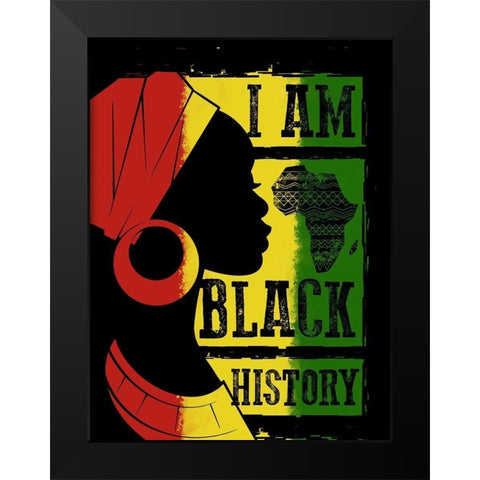 I Am Black History Black Modern Wood Framed Art Print by Prime, Marcus
