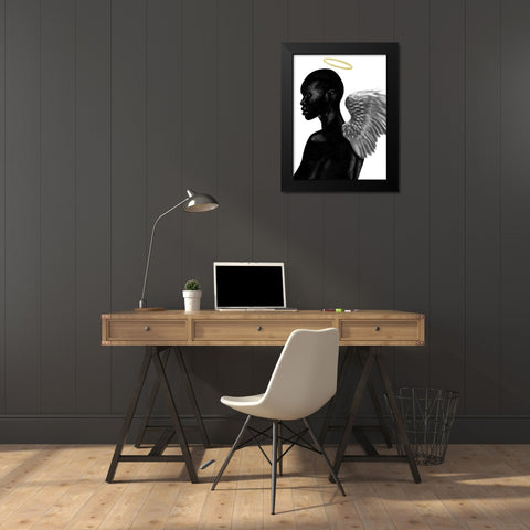 Guardian Angel Black Modern Wood Framed Art Print by Prime, Marcus