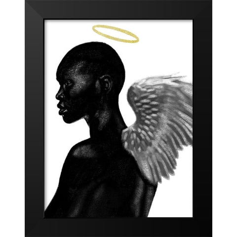 Guardian Angel Black Modern Wood Framed Art Print by Prime, Marcus