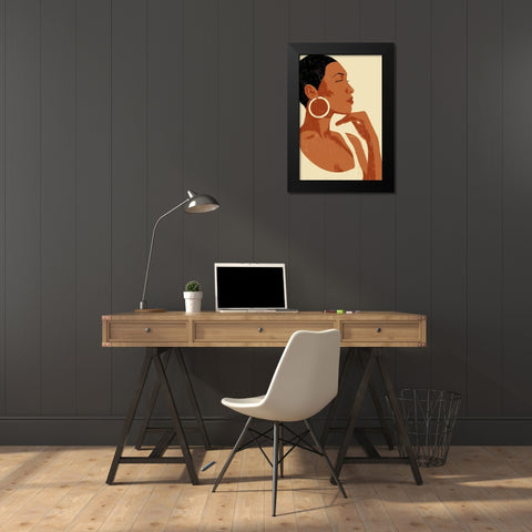 Pondering Princess Black Modern Wood Framed Art Print by Prime, Marcus
