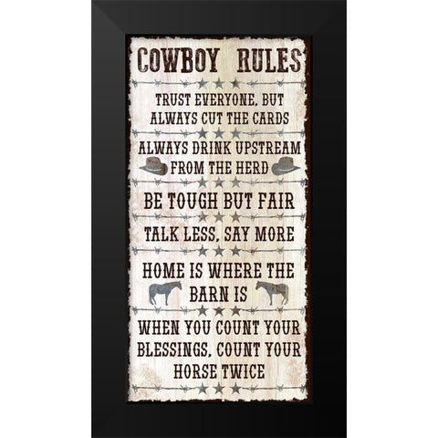 Tough Cowboy Rules Black Modern Wood Framed Art Print by Prime, Marcus