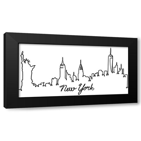 Squiggly New York Black Modern Wood Framed Art Print with Double Matting by Prime, Marcus