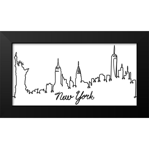 Squiggly New York Black Modern Wood Framed Art Print by Prime, Marcus
